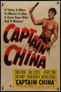 7p0463 CAPTAIN CHINA 1sh 1950 John Payne, Gail Russell, it takes a man to master a woman!