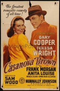 7p0465 CASANOVA BROWN 1sh 1944 art of Gary Cooper & Wright, greatest romantic comedy of all!