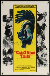 7p0466 CAT O' NINE TAILS 1sh 1971 Dario Argento's Il Gatto a Nove Code, wild horror art of cat!