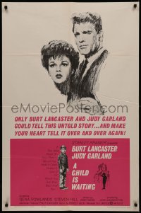 7p0471 CHILD IS WAITING 1sh 1963 Howard Terpning art of Burt Lancaster & Judy Garland, Cassavetes!