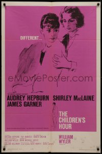 7p0472 CHILDREN'S HOUR 1sh 1962 art of Audrey Hepburn, Shirley MacLaine & James Garner, Wyler!