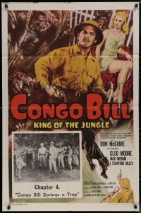 7p0490 CONGO BILL chapter 4 1sh R1957 Don McGuire, sexy Cleo Moore, A Desperate Chance!