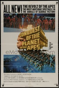 7p0491 CONQUEST OF THE PLANET OF THE APES style B 1sh 1972 Roddy McDowall, the apes are revolting!