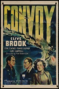 7p0492 CONVOY 1sh 1940 Clive Brook, John Clements, art of ships under attack!