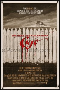 7p0505 CUJO 1sh 1983 Stephen King, horrifying artwork of bloody fence & house by Robert Tanenbaum!