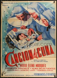 7p0144 CANCION DE CUNA Mexican poster 1953 artwork of three nuns with baby by Josep Renau!