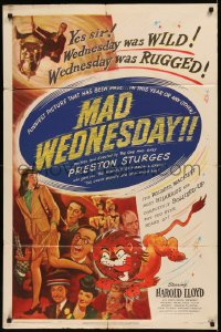 7p0880 SIN OF HAROLD DIDDLEBOCK 1sh R1950 Preston Sturges, Harold Lloyd & lion, Mad Wednesday!