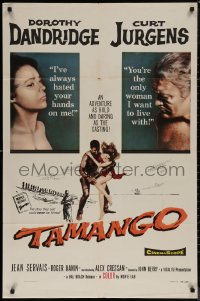 7p0920 TAMANGO 1sh 1959 sexy Dorothy Dandridge hates Curt Jurgens, interracial romance!