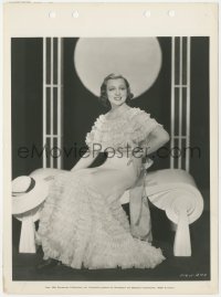 7r0201 FRANCES DRAKE 8x11 key book still 1934 in ruffly gown of yellow organdy w/bertha of ruchings!