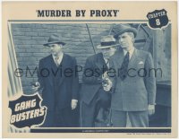 7r1096 GANG BUSTERS chapter 8 LC 1942 close up of two guys pointing guns, Murder By Proxy!