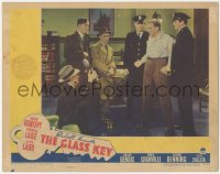 7r1102 GLASS KEY LC 1942 Dashiel Hammett, police hold captured William Bendix glaring at Alan Ladd!