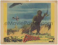 7r1104 GODZILLA LC #3 1956 great image of Gojira crushing airplanes in sky, rubbery monster classic!