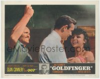 7r1110 GOLDFINGER LC #7 1964 man attacks Sean Connery, who is distracted by sexy Nadja Regin!