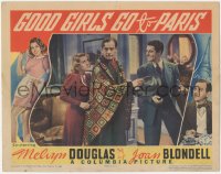 7r1115 GOOD GIRLS GO TO PARIS LC 1939 Melvyn Douglas between Joan Blondell & smiling Alan Curtis!