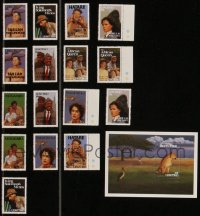 7s0680 LOT OF 17 AFRICAN MOVIE STAMPS 1990s Tarzan, Hatari, Mogambo, African Queen & more!