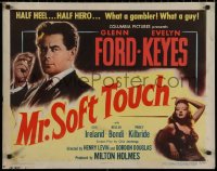 7t0439 MR. SOFT TOUCH style A 1/2sh 1949 gambler Glenn Ford studies his poker hand, sexy Evelyn Keyes!