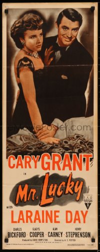 7t0600 MR. LUCKY insert R1950 different images of gambler Cary Grant & pretty Laraine Day!