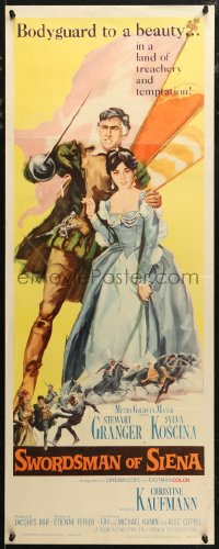 7t0638 SWORDSMAN OF SIENA insert 1962 La congiura dei dieci, art of Stewart Granger & Sylva Koscina!