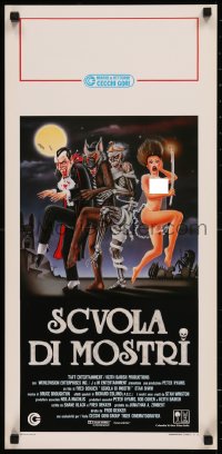 7t1017 MONSTER SQUAD Italian locandina 1988 far sexier Cecchini art of Dracula, Mummy, Wolfman!