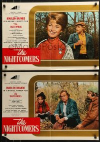 7t0832 NIGHTCOMERS group of 2 Italian 18x26 pbustas 1972 Marlon Brando, Winner English horror!