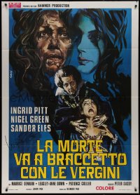 7w0294 COUNTESS DRACULA signed Italian 1p 1972 by Ingrid Pitt, cool Tino Avelli horror art!