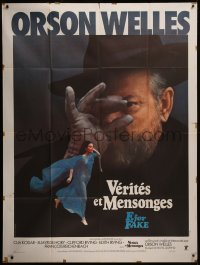 7y0908 F FOR FAKE French 1p 1975 Orson Welles' Verites et mensonges, great close up image!