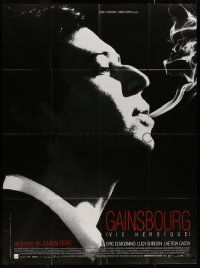 7y0934 GAINSBOURG French 1p 2010 biography of the great French singer, cool smoking close up!