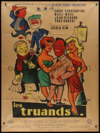 7y0936 GANGSTERS style B French 1p 1956 Eddie Constantine, Noel-Noel, great cartoon art by Hurel!