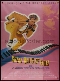 7y0953 GREAT BALLS OF FIRE French 1p 1989 Dennis Quaid as rock 'n' roll star Jerry Lee Lewis!