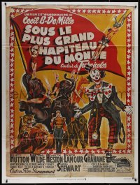 7y0956 GREATEST SHOW ON EARTH French 1p R1970s Cecil B. DeMille circus classic, different Soubie art!