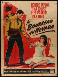 7y0963 HANGMAN French 1p 1960 different Soubie art of Robert Taylor handcuffed to sexy Tina Louise!