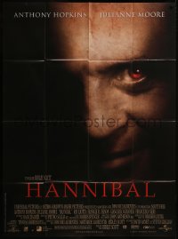 7y0964 HANNIBAL French 1p 2000 Ridley Scott, creepy c/u of red-eyed Anthony Hopkins as Dr. Lector!