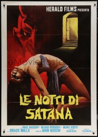 7y0562 EXORCISM Italian 1p 1976 Paul Naschy, wild art of Satan looming over near-naked woman!