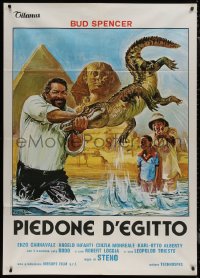 7y0567 FLATFOOT IN EGYPT Italian 1p 1979 wacky Ciriello art of Bud Spencer wrestling crocodile!