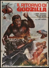 7y0571 GODZILLA VS. THE SEA MONSTER Italian 1p R1977 completely different King Kong art by Crovato!