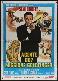 7y0573 GOLDFINGER Italian 1p R1980s art of Sean Connery as James Bond + sexy golden Shirley Eaton!