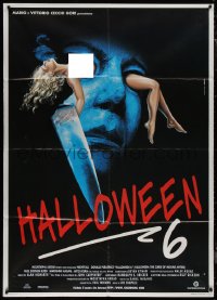 7y0577 HALLOWEEN VI Italian 1p 1996 Maxy art of Mike Myers w/knife & naked girl through his eyes!