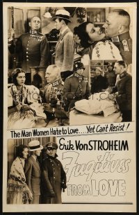 7y0093 FUGITIVE ROAD 14x22 homemade poster 1934 women hate Erich von Stroheim yet can't resist him!