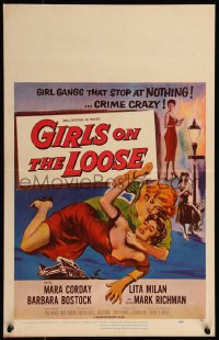 7y0249 GIRLS ON THE LOOSE WC 1958 classic catfight art of girls in gangs who stop at nothing!