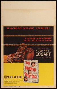 7y0257 HARDER THEY FALL WC 1956 Humphrey Bogart, Rod Steiger, cool boxing glove artwork!