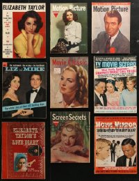 7z0512 LOT OF 9 MOVIE MAGAZINES 1940s-1960s filled with great images & articles on celebrities!