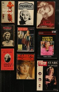 7z0649 LOT OF 9 HARDCOVER, SOFTCOVER, AND PAPERBACK MARILYN MONROE BOOKS 1950s-1990s biographies!