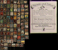 7z0194 LOT OF 95 VARIETE UND ZIRKUS GERMAN CIGARETTE CARDS 1930s circus performers in color!