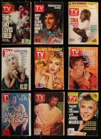 7z0462 LOT OF 9 TV GUIDE MAGAZINES WITH POPULAR SINGER COVERS 1980s-1990s Madonna, Elvis & more!