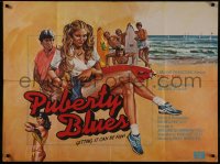 8a0697 PUBERTY BLUES British quad 1982 Bruce Beresford directed, Nell Schofeld, cool surfer art!