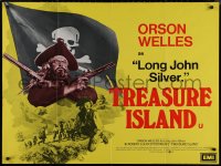 8a0717 TREASURE ISLAND British quad 1972 great image of Orson Welles as pirate Long John Silver!