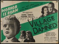 8a0720 VILLAGE OF THE DAMNED British quad 1960 children that are unspeakably evil, ultra rare!