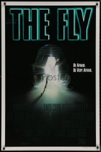 8a0858 FLY int'l 1sh 1986 David Cronenberg, Jeff Goldblum, Geena Davis, cool creepy sci-fi art by Mahon!