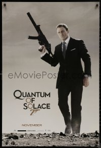 8a1053 QUANTUM OF SOLACE teaser DS 1sh 2008 Daniel Craig as Bond w/silenced H&K UMP submachine gun!