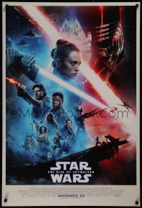 8a1072 RISE OF SKYWALKER advance DS 1sh 2019 Star Wars, Ridley, Hamill, Fisher, great cast montage!